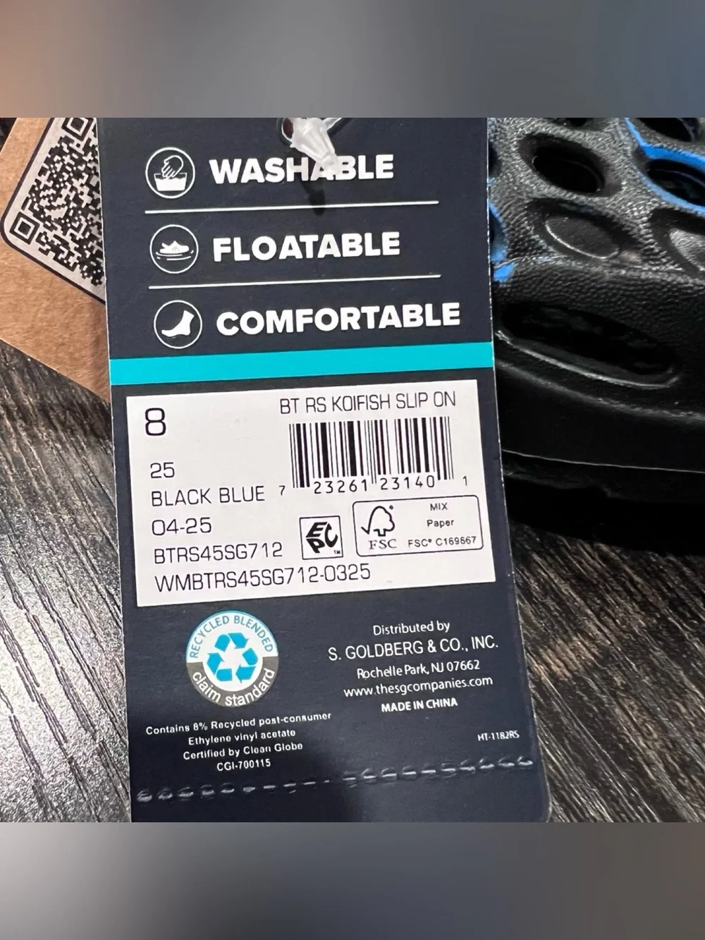 Rugged Shark Koifish Slip On Water Shoes Black Blue Camo Size 8 NWT